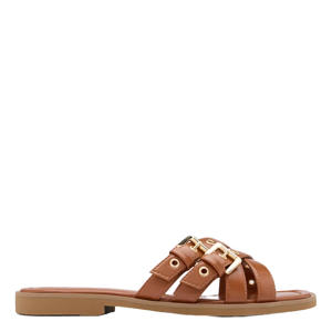 leren slippers cognac