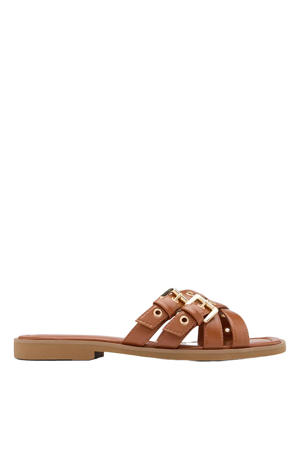 leren slippers cognac