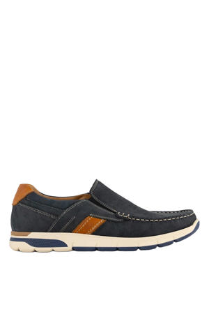 leren instappers donkerblauw