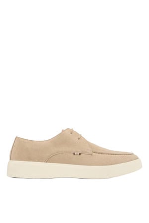 suède veterschoenen beige