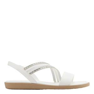 imitatieleren sandalen met strass steentjes wit
