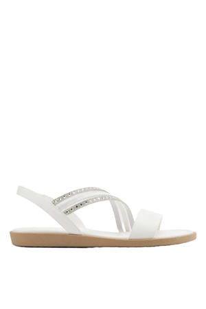 imitatieleren sandalen met strass steentjes wit