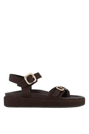suède sandalen donkerbruin