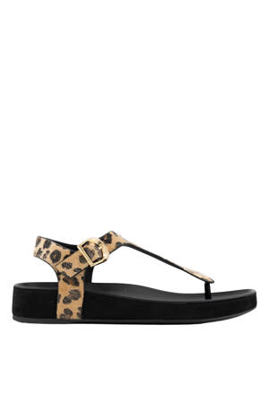 sandalen met panterprint beige/zwart