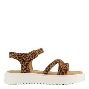 sandalen met panterprint bruin