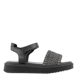 imitatieleren leren sandalen zwart