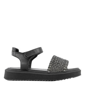 imitatieleren leren sandalen zwart