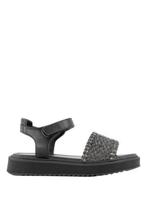 imitatieleren leren sandalen zwart