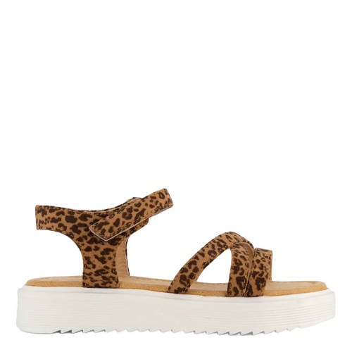 Graceland sandalen met panterprint bruin afbeelding