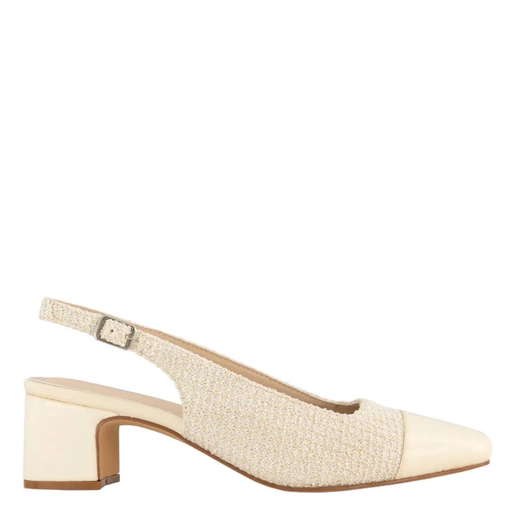 Ecru dames Graceland slingback pumps van textiel en imitatieleer met gesp