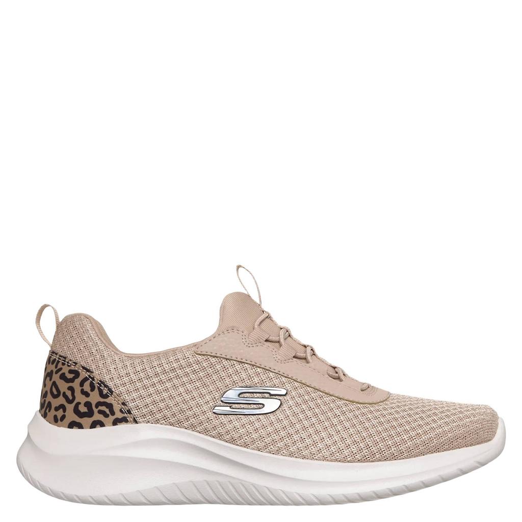 Beige dames Skechers sneakers van synthetisch/textiel met veters