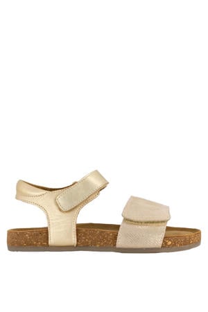 leren sandalen goud