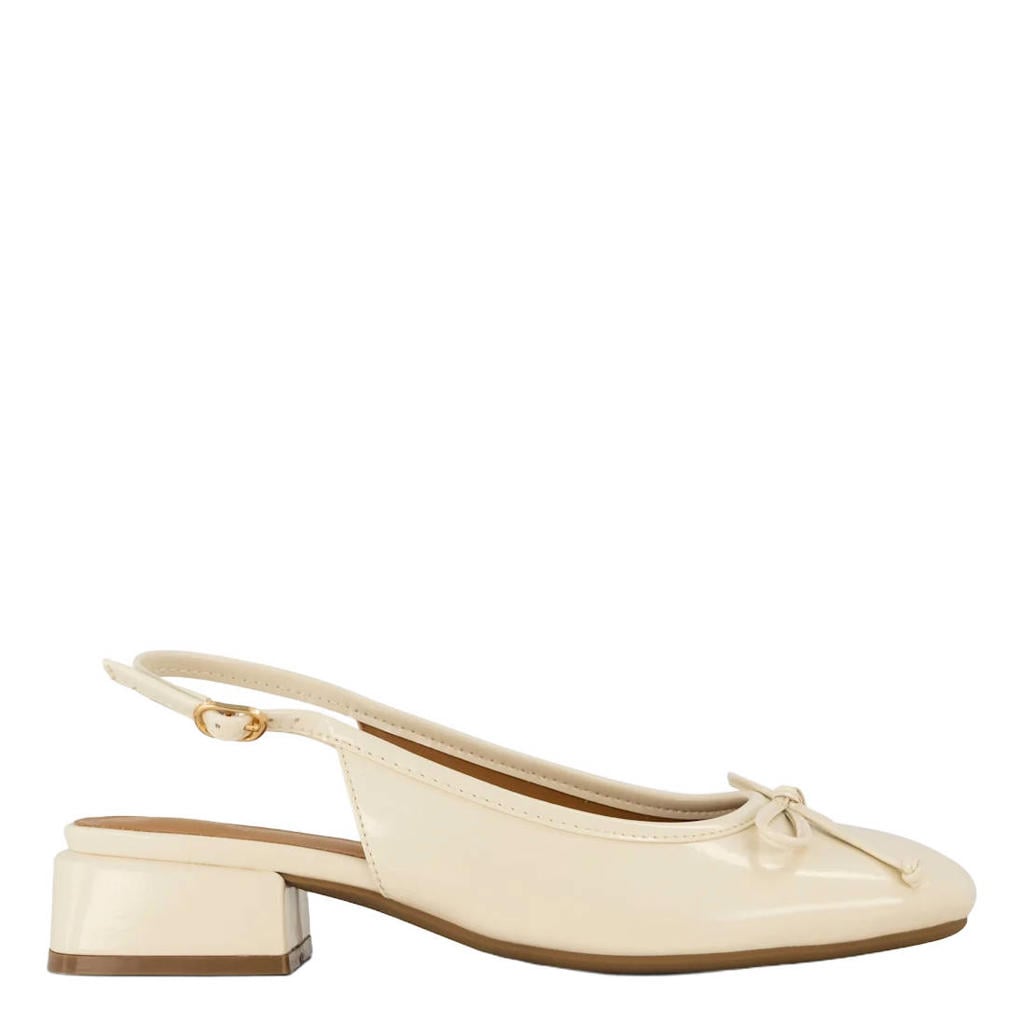 Ecru dames Graceland slingback pumps van imitatie leer/synthetisch met gesp