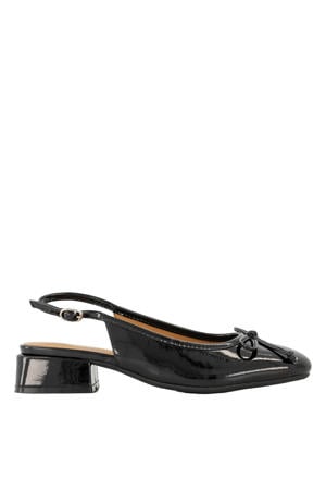 lak slingback ballerina's zwart