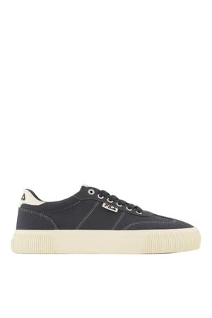 suèdelook sneakers met contrast stiksels donkerblauw
