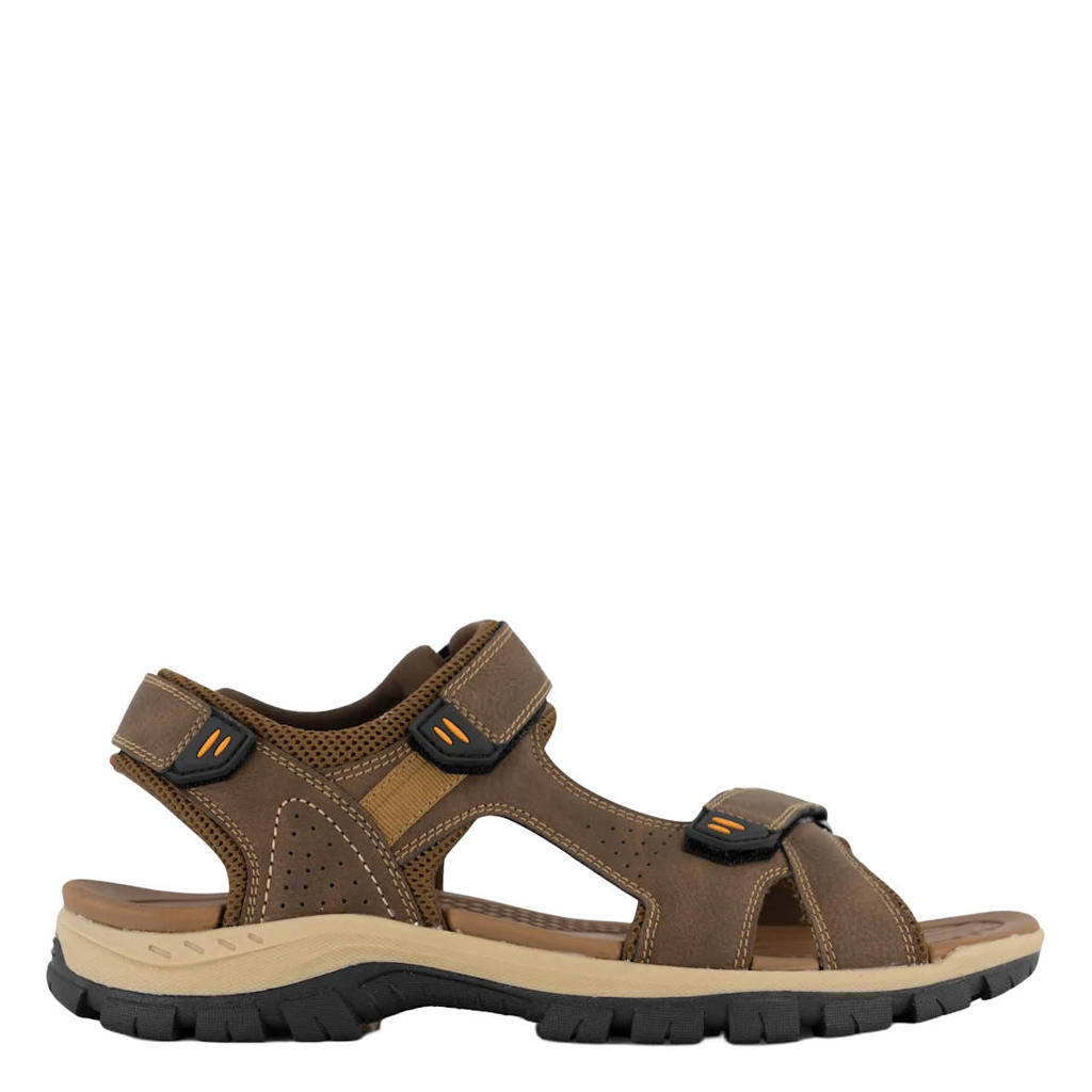 Bruine heren Easy Street imitatieleren sandalen met klittenband