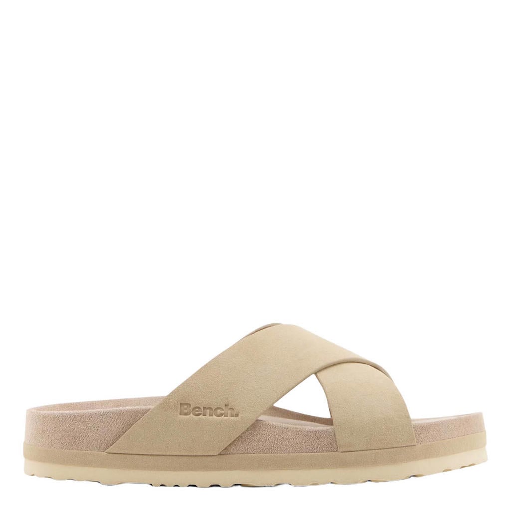 Beige dames Bench slippers van suèdelook