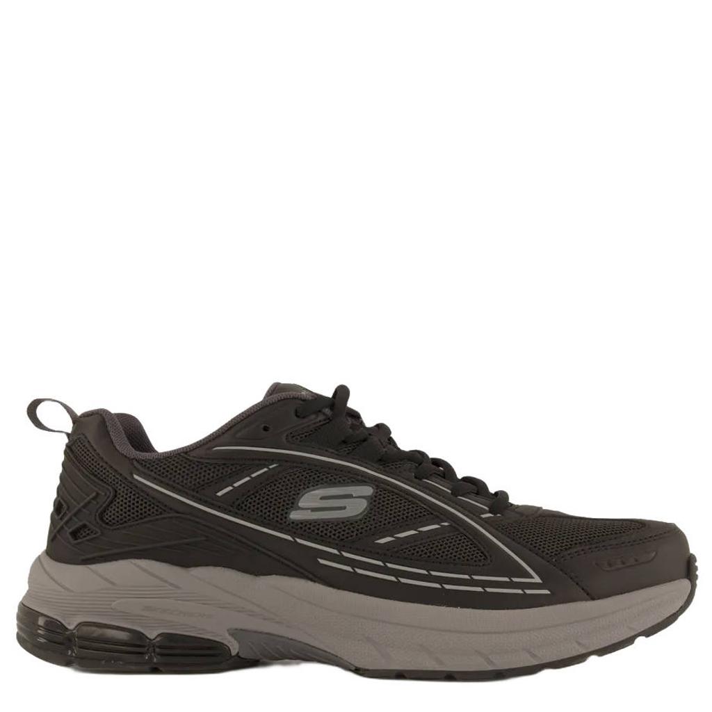 Grijze heren Skechers leren sneakers met veters