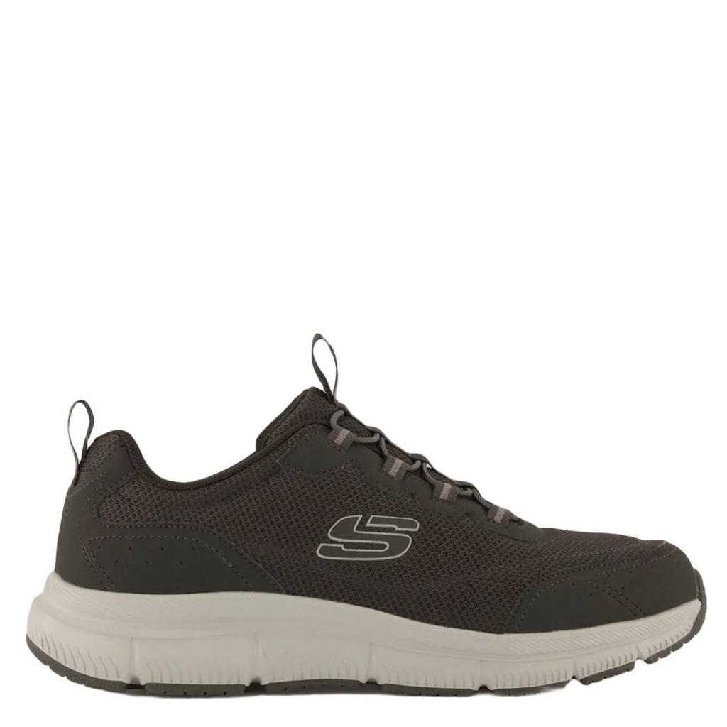 Grijze heren Skechers slip-on sneakers van textiel met elastische veters