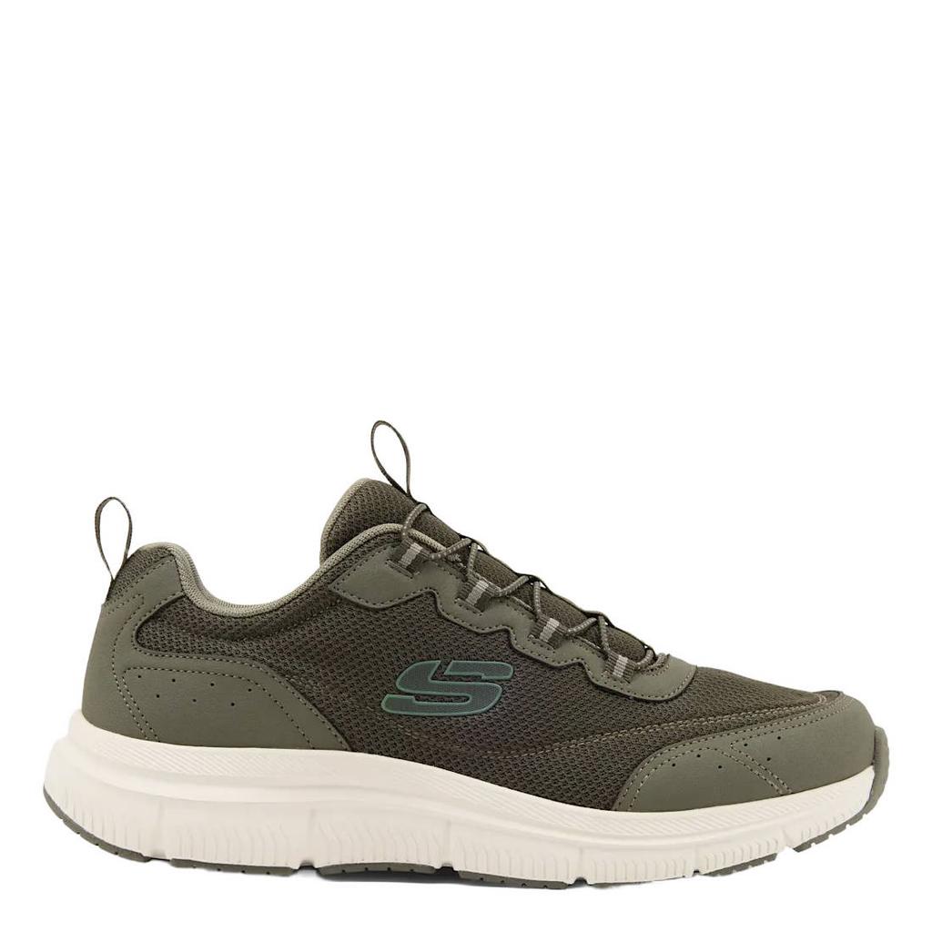 Kakikleurige heren Skechers sneakers van synthetisch/textiel met veters