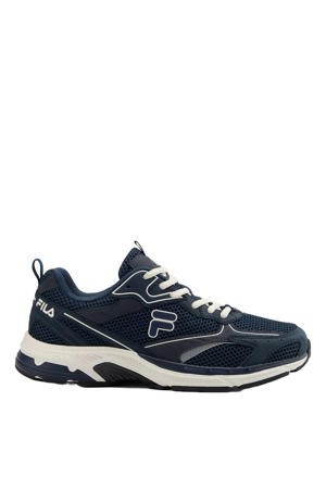 imitatieleren sneakers met logo donkerblauw