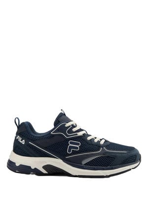 imitatieleren sneakers met logo donkerblauw