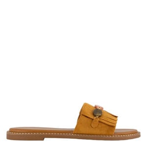 suède slippers cognac