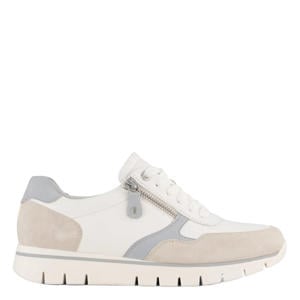 leren sneakers wit/beige/blauw