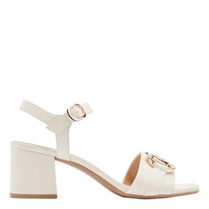 leren sandalettes met siergesp ecru