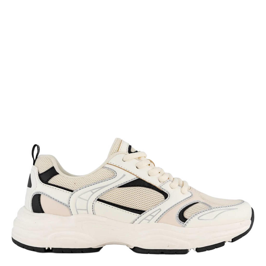 Beige dames Graceland chunky imitatieleren sneakers - met veters
