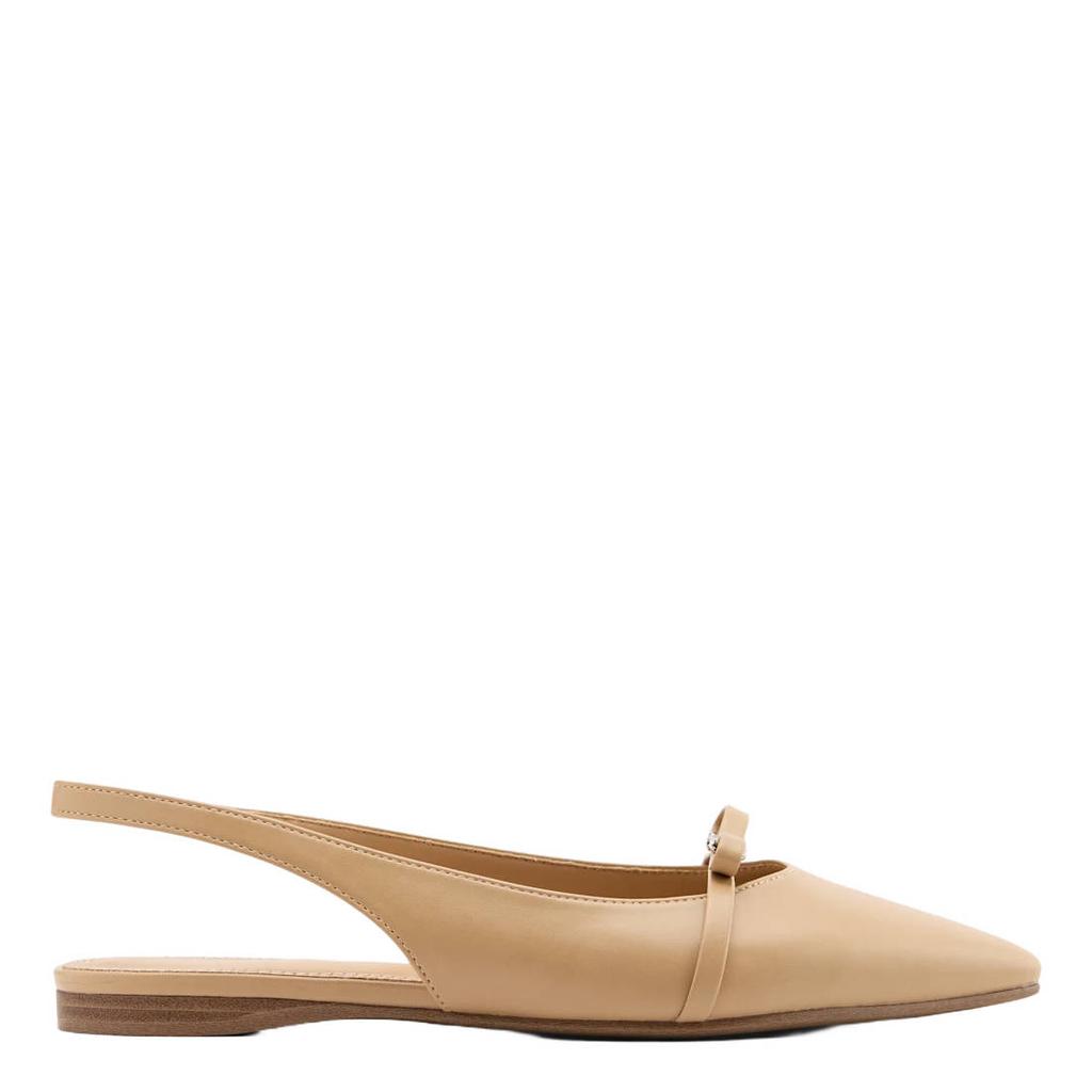 Camelkleurige dames Graceland leren slingback loafers met siergesp