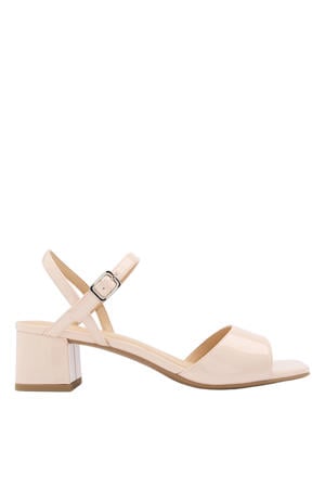 imitatieleren sandalen met blokhak lichtroze