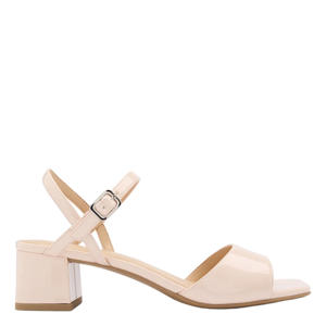 imitatieleren sandalen met blokhak lichtroze