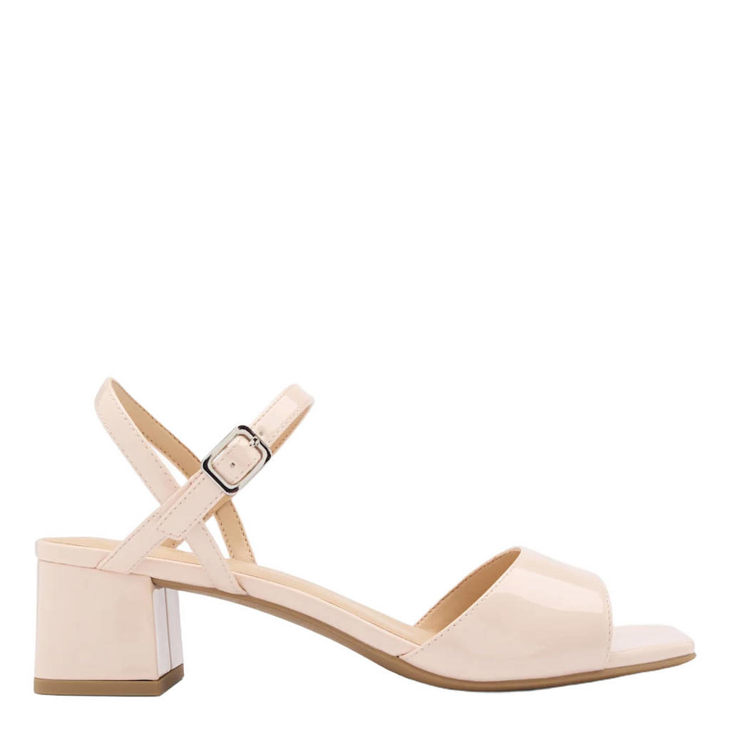 Lichtroze dames Graceland imitatieleren sandalen met blokhak met gesp