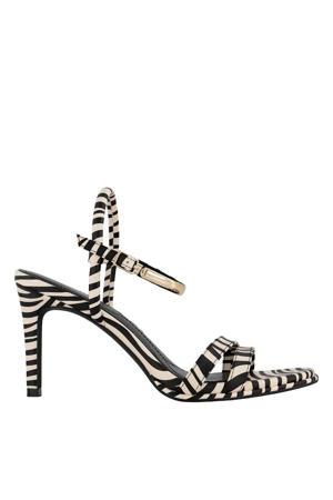 imitatieleren sandaletten met naaldhak en zebraprint zwart/wit