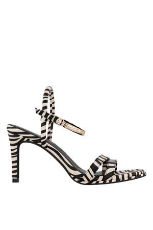 imitatieleren sandaletten met naaldhak en zebraprint zwart/wit