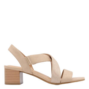 suèdelook sandalen met blokhak beige