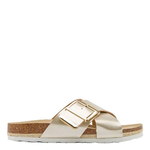 Graceland leren slippers goud
