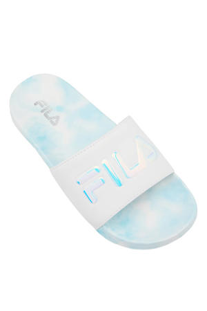 badslippers wit/lichtblauw