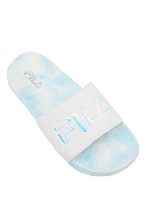 badslippers wit/lichtblauw