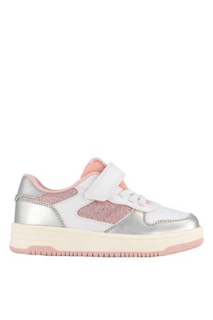 leren sneakers zilver/lichtroze
