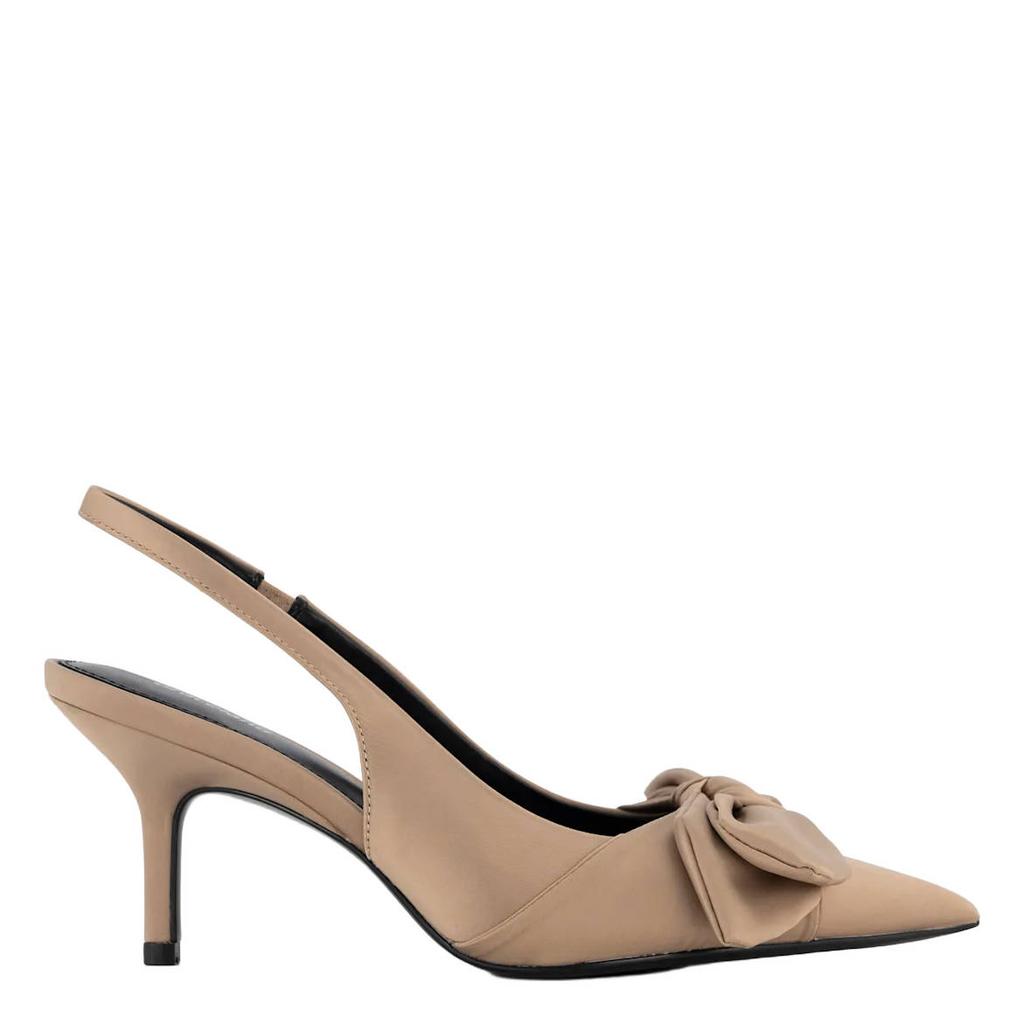Taupe dames Graceland satijnen slingback pumps met elastische inzet