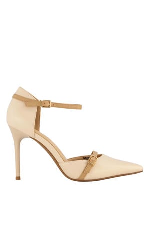 imitatieleren pumps met naaldhak - ecru