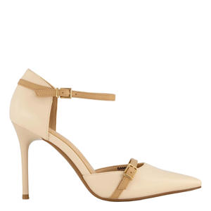 imitatieleren pumps met naaldhak - ecru