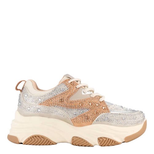 Graceland sneakers diamantjes grijs/zalm afbeelding
