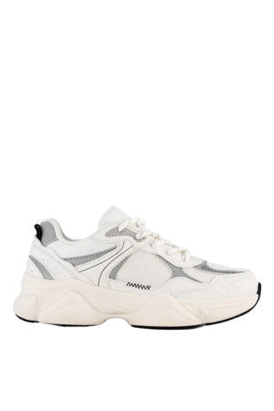 chunky leren sneakers wit