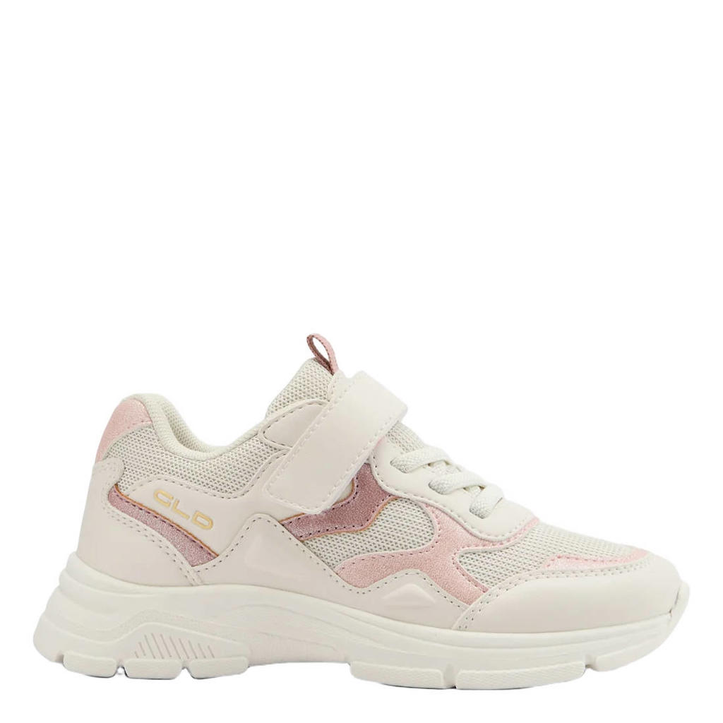 Witte meisjes Graceland sneakers crème van textiel/synthetisch/imitatieleer/mesh met elastische veter- met klittenbandsluiting