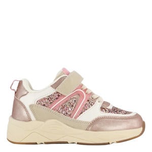 sneakers glitters rosé goud/beige
