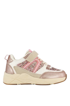 sneakers glitters rosé goud/beige