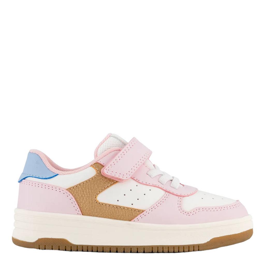 Wit, roze en multikleurige meisjes Graceland sneakers van mesh/imitatieleer/textiel met veter- met klittenbandsluiting